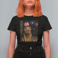 Patriotic Smoking Golden Retriever T Shirt For Women Funny Dog Lover Dad 4th Of July