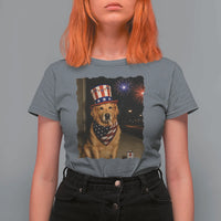 Patriotic Smoking Golden Retriever T Shirt For Women Funny Dog Lover Dad 4th Of July