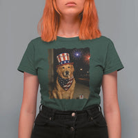 Patriotic Smoking Golden Retriever T Shirt For Women Funny Dog Lover Dad 4th Of July