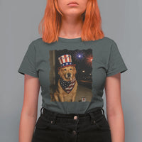 Patriotic Smoking Golden Retriever T Shirt For Women Funny Dog Lover Dad 4th Of July