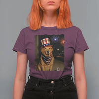 Patriotic Smoking Golden Retriever T Shirt For Women Funny Dog Lover Dad 4th Of July