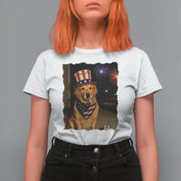 Patriotic Smoking Golden Retriever T Shirt For Women Funny Dog Lover Dad 4th Of July