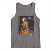 Patriotic Smoking Golden Retriever Tank Top Funny Dog Lover Dad 4th Of July