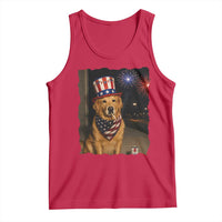 Patriotic Smoking Golden Retriever Tank Top Funny Dog Lover Dad 4th Of July