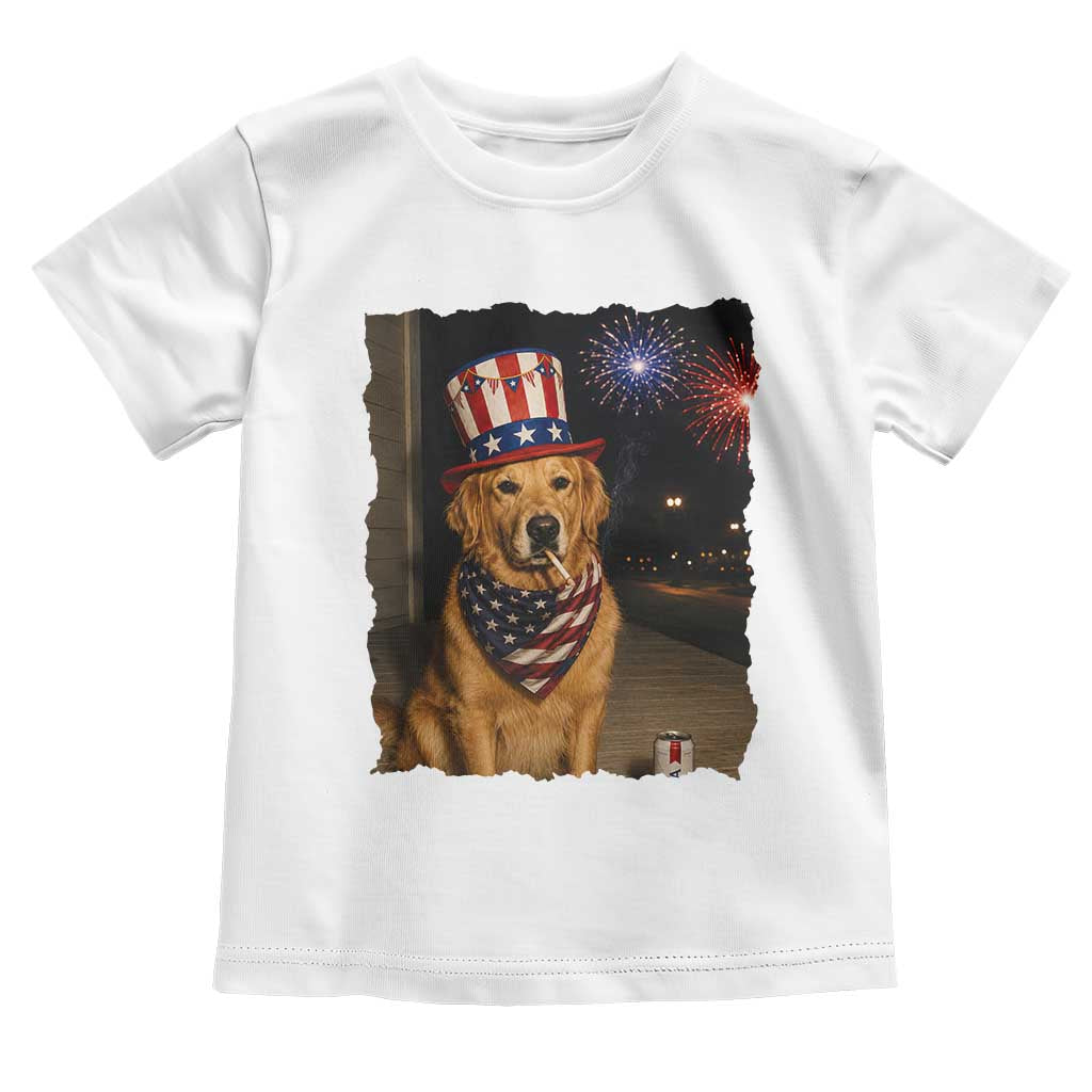 Patriotic Smoking Golden Retriever Toddler T Shirt Funny Dog Lover Dad 4th Of July