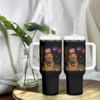 Patriotic Smoking Golden Retriever Tumbler With Handle Funny Dog Lover Dad 4th Of July