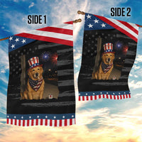 Smoking Golden Retriever Patriotic Garden Flag Funny Dog Lover Dad 4th Of July