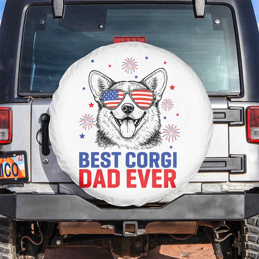 Best Corgi Dad Ever Spare Tire Cover Funny Dog Lover Dad 4th Of July