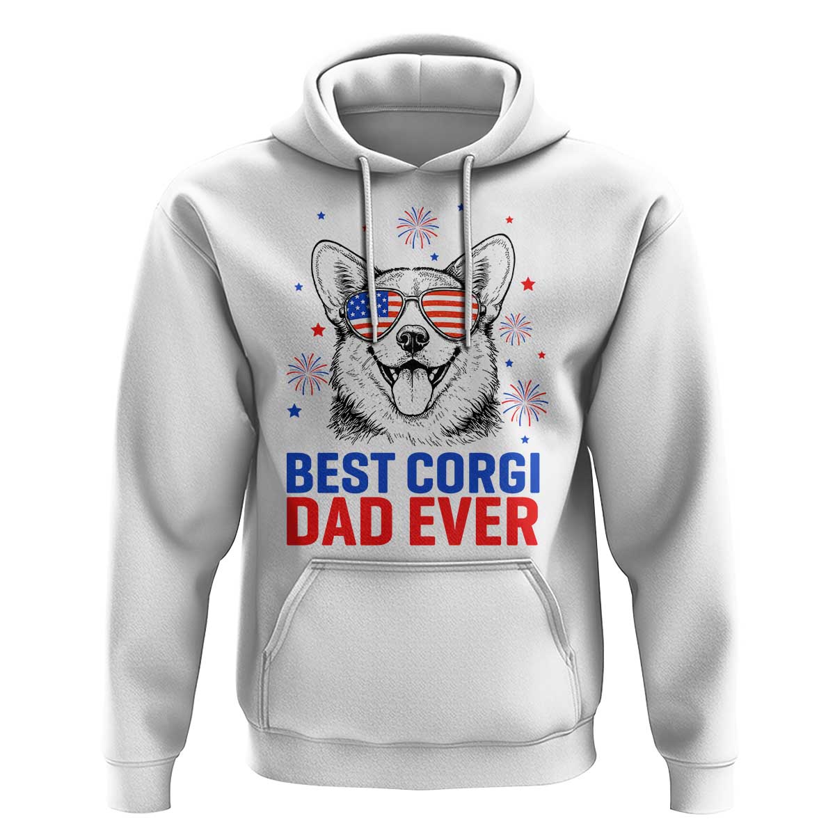 Best Corgi Dad Ever Hoodie Funny Dog Lover Dad 4th Of July