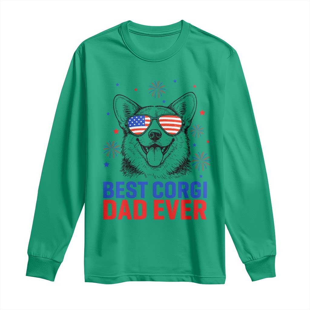 Best Corgi Dad Ever Long Sleeve Shirt Funny Dog Lover Dad 4th Of July