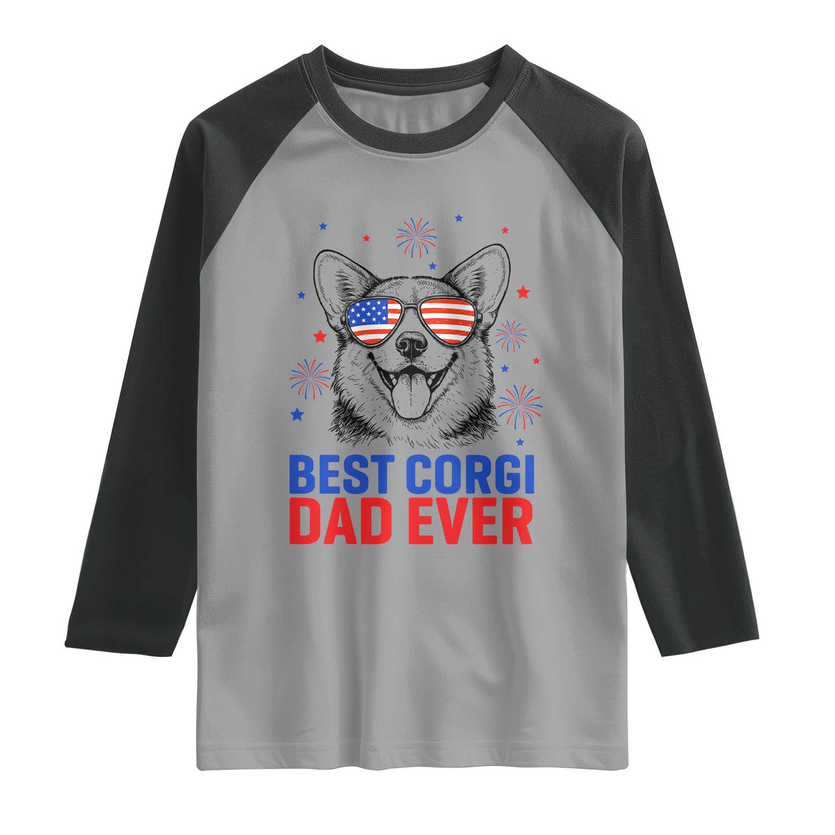 Best Corgi Dad Ever Raglan Shirt Funny Dog Lover Dad 4th Of July