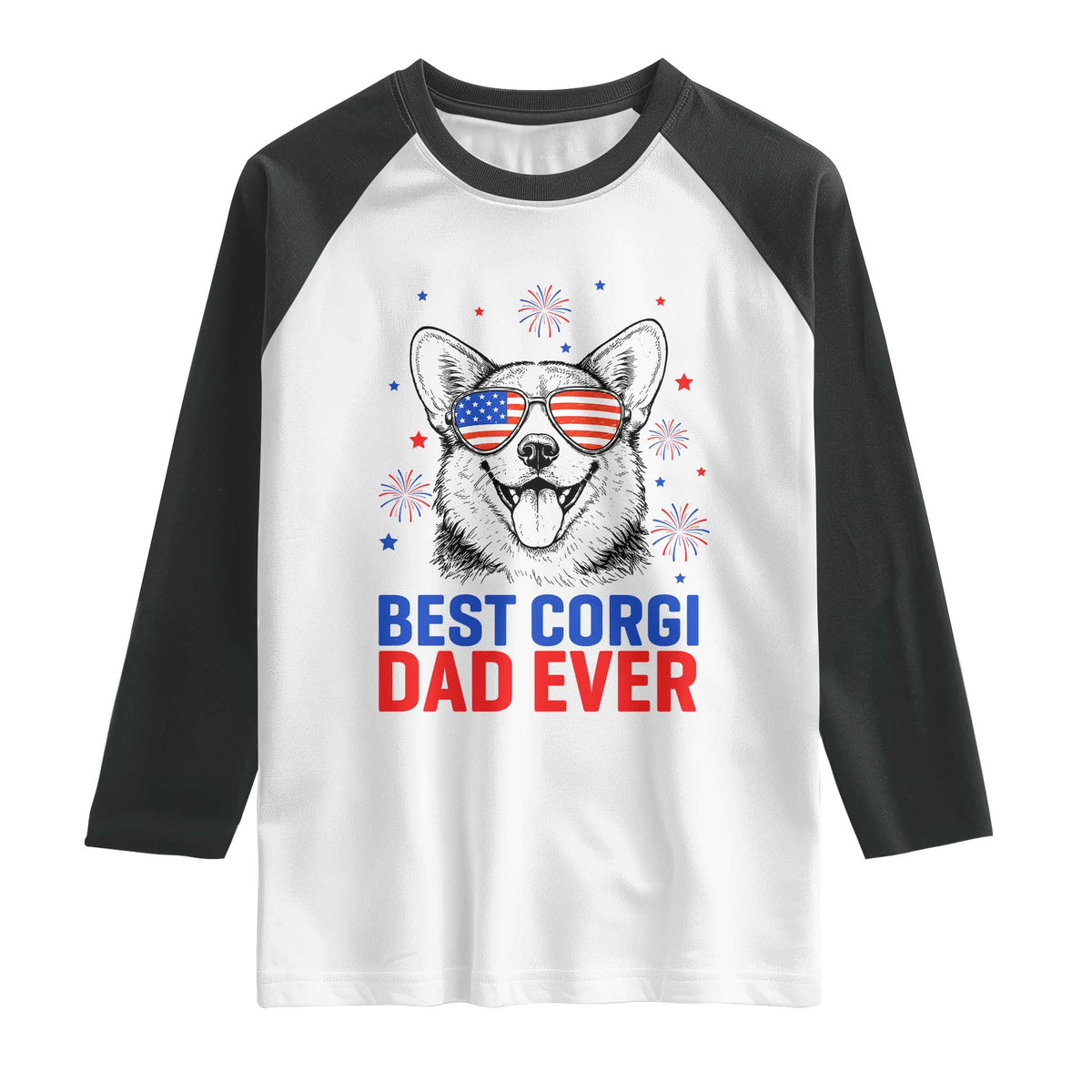 Best Corgi Dad Ever Raglan Shirt Funny Dog Lover Dad 4th Of July