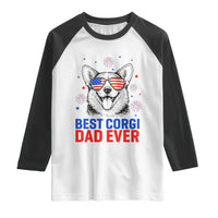 Best Corgi Dad Ever Raglan Shirt Funny Dog Lover Dad 4th Of July