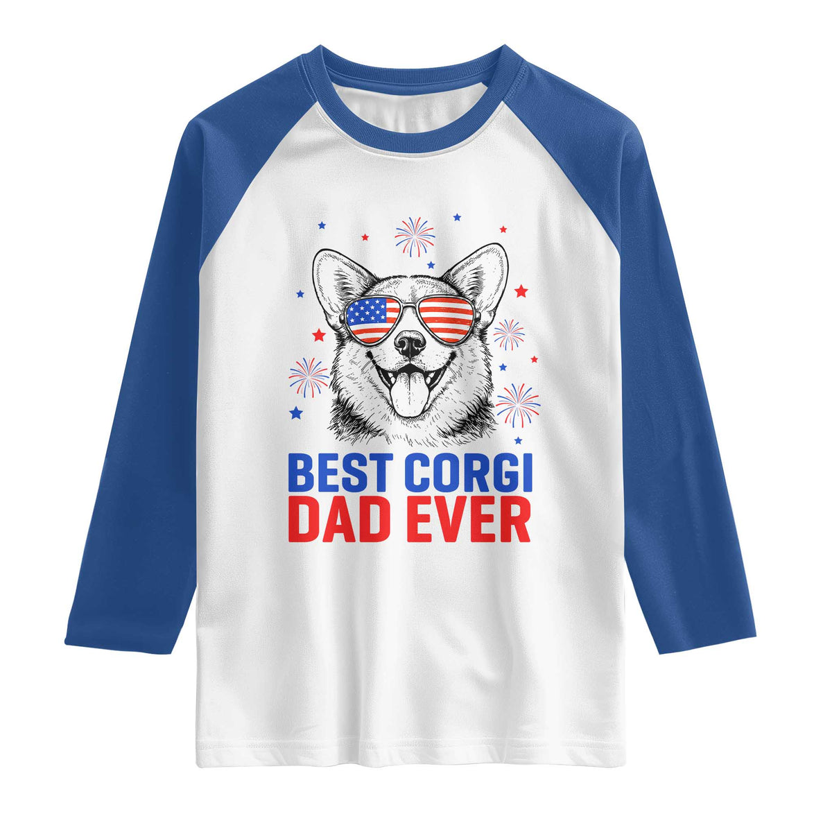 Best Corgi Dad Ever Raglan Shirt Funny Dog Lover Dad 4th Of July
