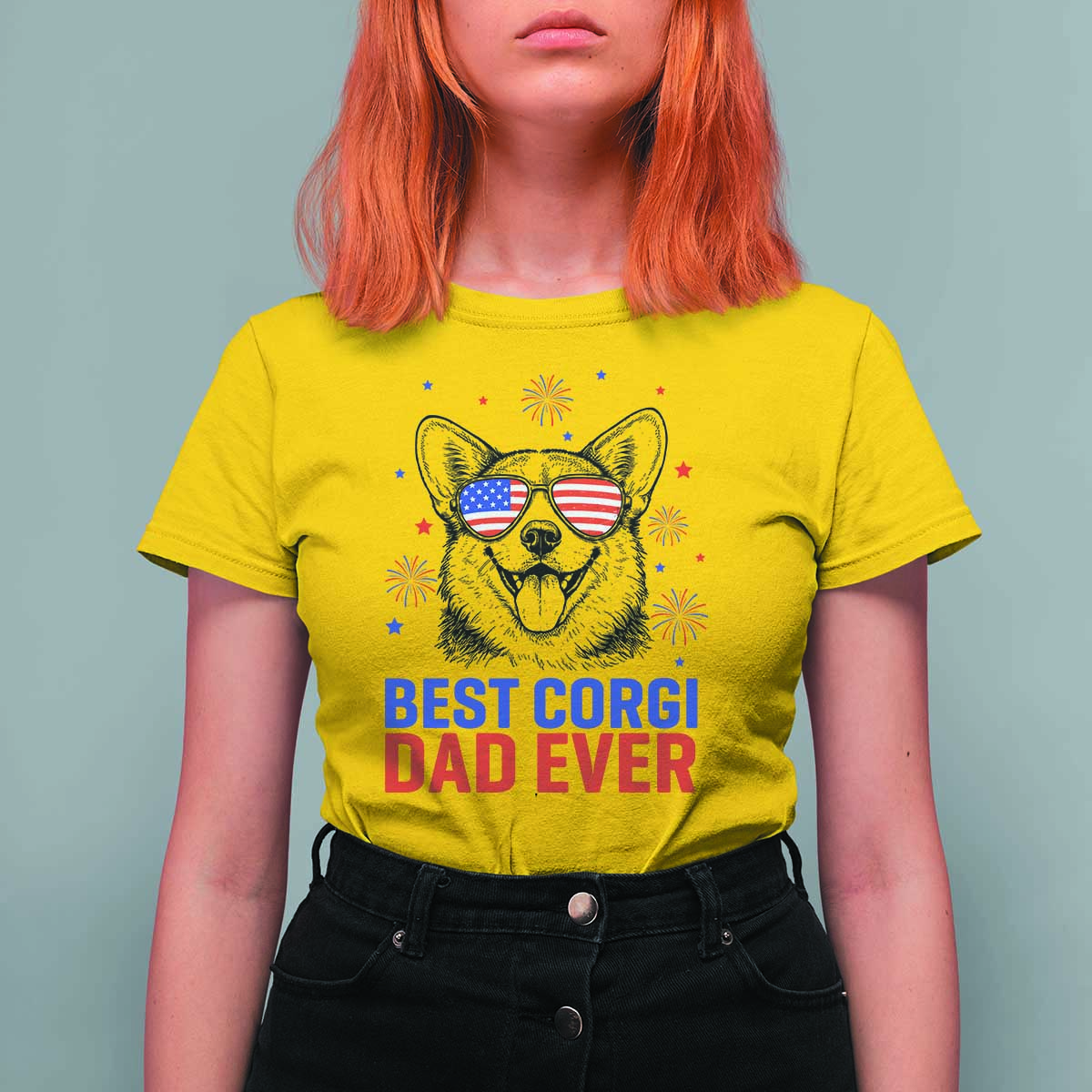 Best Corgi Dad Ever T Shirt For Women Funny Dog Lover Dad 4th Of July