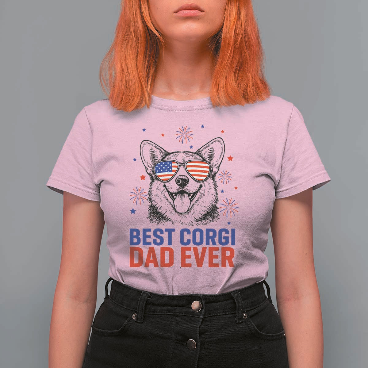 Best Corgi Dad Ever T Shirt For Women Funny Dog Lover Dad 4th Of July