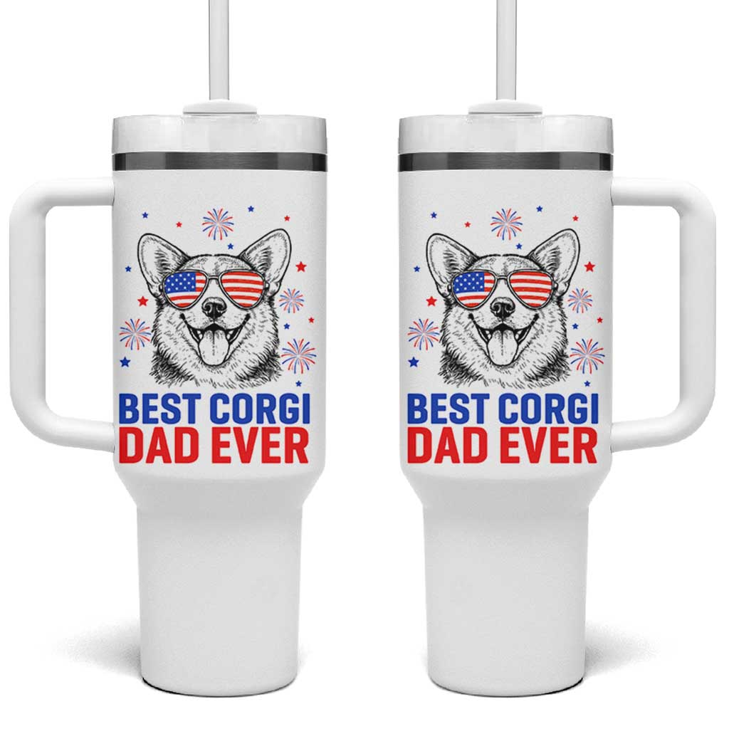 Best Corgi Dad Ever Tumbler With Handle Funny Dog Lover Dad 4th Of July
