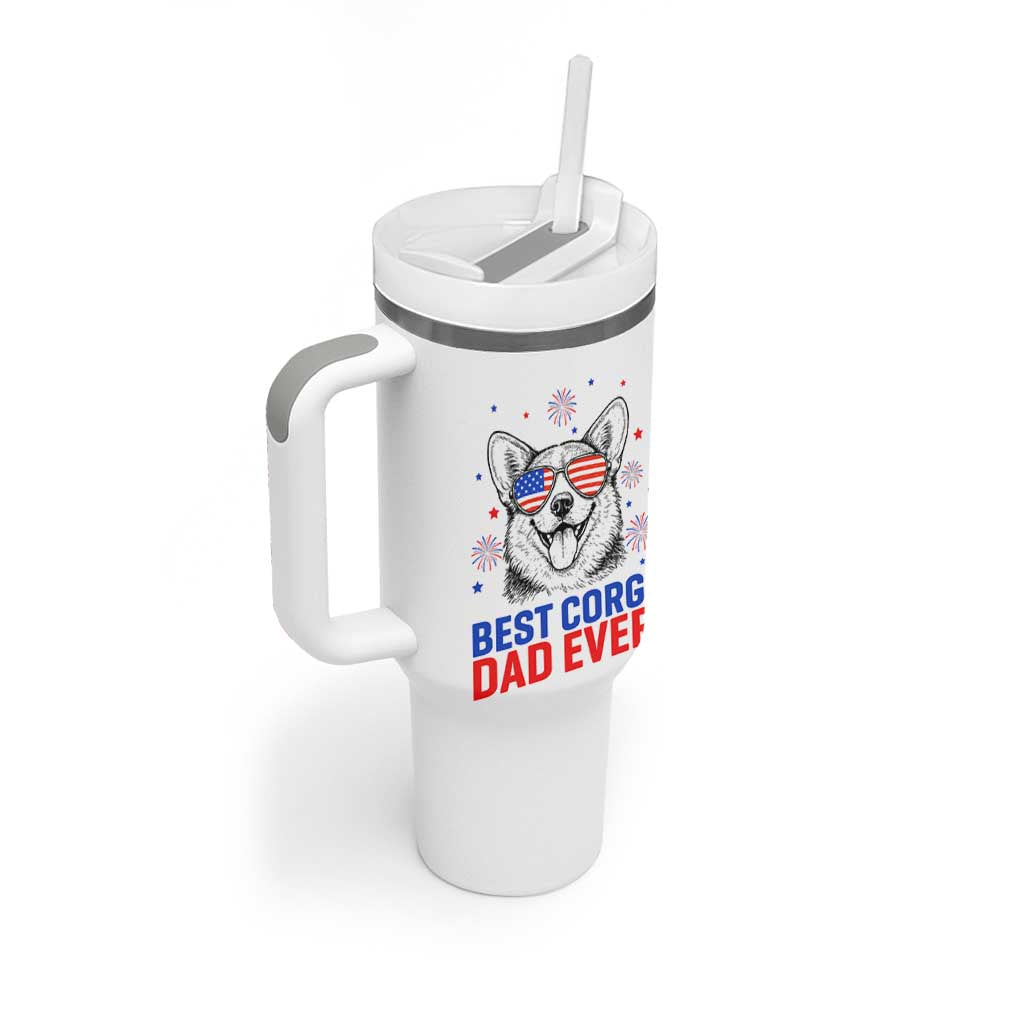 Best Corgi Dad Ever Tumbler With Handle Funny Dog Lover Dad 4th Of July