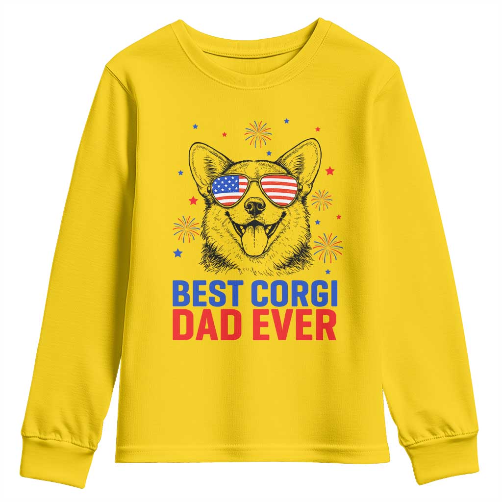 Best Corgi Dad Ever Youth Sweatshirt Funny Dog Lover Dad 4th Of July