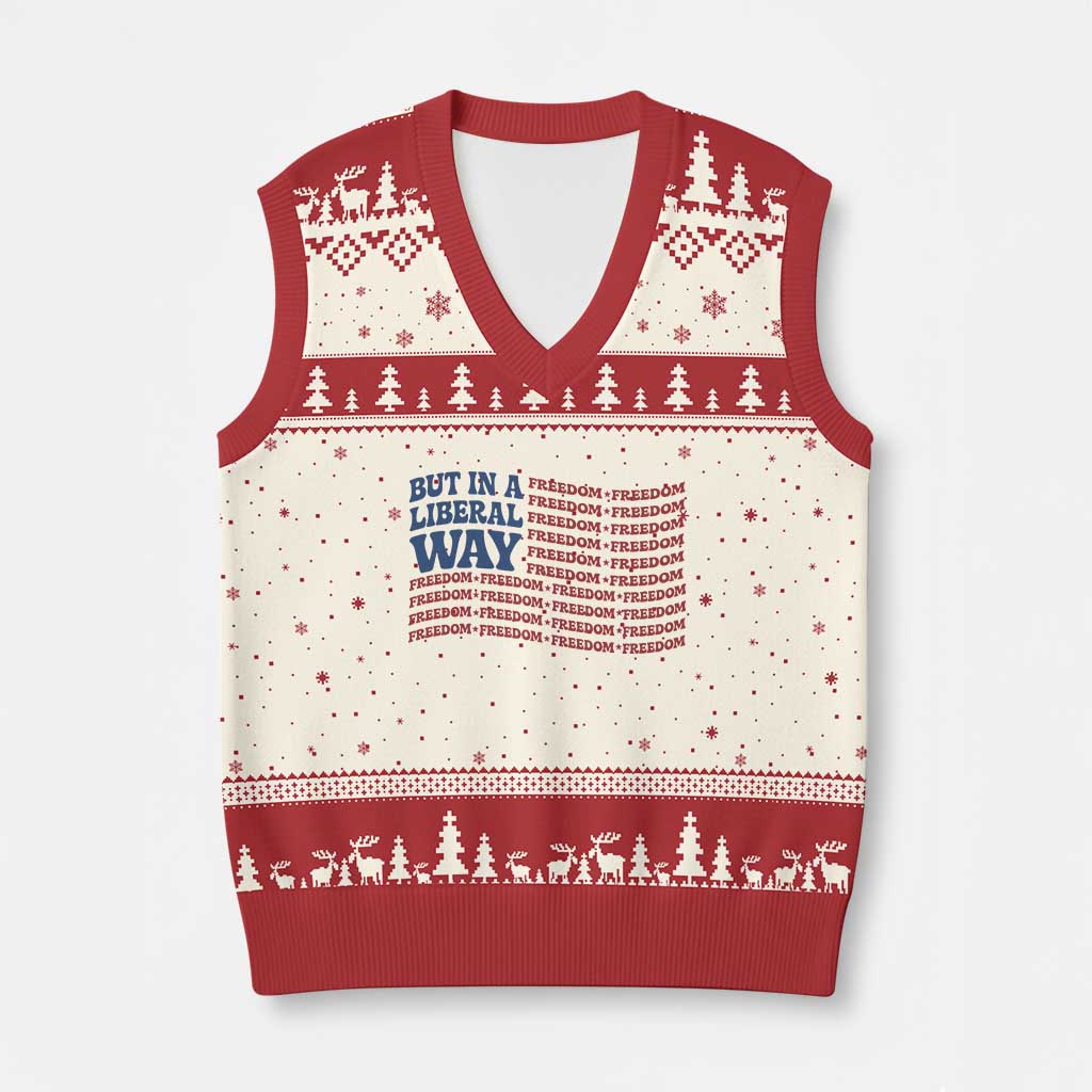 USA But In A Liberal Way 4th of July V-Neck Knit Sweater Vest Feminist Women's Rights Freedom