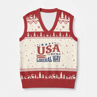 USA But In A Liberal Way 4th of July V-Neck Knit Sweater Vest Feminist Women's Rights