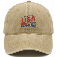 USA But In A Liberal Way 4th of July Washed Cotton Baseball Cap Feminist Women's Rights