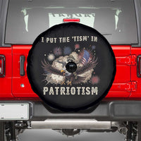 I Put The Tism in Patriotism Spare Tire Cover Retro Eagle Raccoon USA Flag