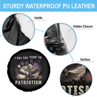 I Put The Tism in Patriotism Spare Tire Cover Retro Eagle Raccoon USA Flag