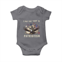 I Put The Tism in Patriotism Baby Onesie Retro Eagle Raccoon USA Flag