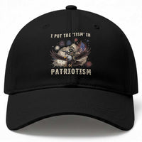 I Put The “Tism” in Patriotism Baseball Cap Retro Eagle Raccoon USA Flag