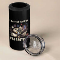 I Put The Tism in Patriotism 4 in 1 Can Cooler Tumbler Retro Eagle Raccoon USA Flag