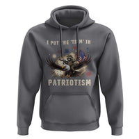 I Put The Tism in Patriotism Hoodie Retro Eagle Raccoon USA Flag