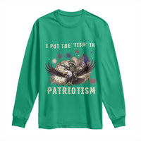 I Put The Tism in Patriotism Long Sleeve Shirt Retro Eagle Raccoon USA Flag