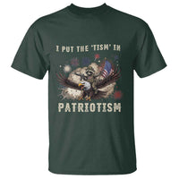 I Put The Tism in Patriotism T Shirt Retro Eagle Raccoon USA Flag