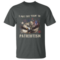 I Put The Tism in Patriotism T Shirt Retro Eagle Raccoon USA Flag