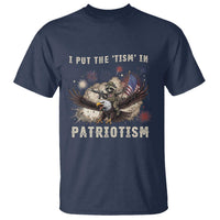 I Put The Tism in Patriotism T Shirt Retro Eagle Raccoon USA Flag