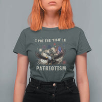 I Put The Tism in Patriotism T Shirt For Women Retro Eagle Raccoon USA Flag