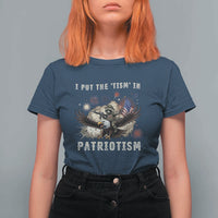 I Put The Tism in Patriotism T Shirt For Women Retro Eagle Raccoon USA Flag