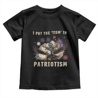 I Put The Tism in Patriotism Toddler T Shirt Retro Eagle Raccoon USA Flag