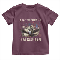 I Put The Tism in Patriotism Toddler T Shirt Retro Eagle Raccoon USA Flag