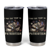 I Put The Tism in Patriotism Tumbler Cup Retro Eagle Raccoon USA Flag