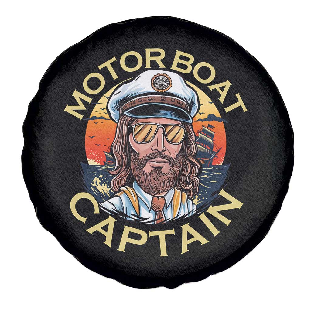 Funny Pontoon Boating Motor Boatin Lake Spare Tire Cover Motor Boat Captain - Wonder Print Shop