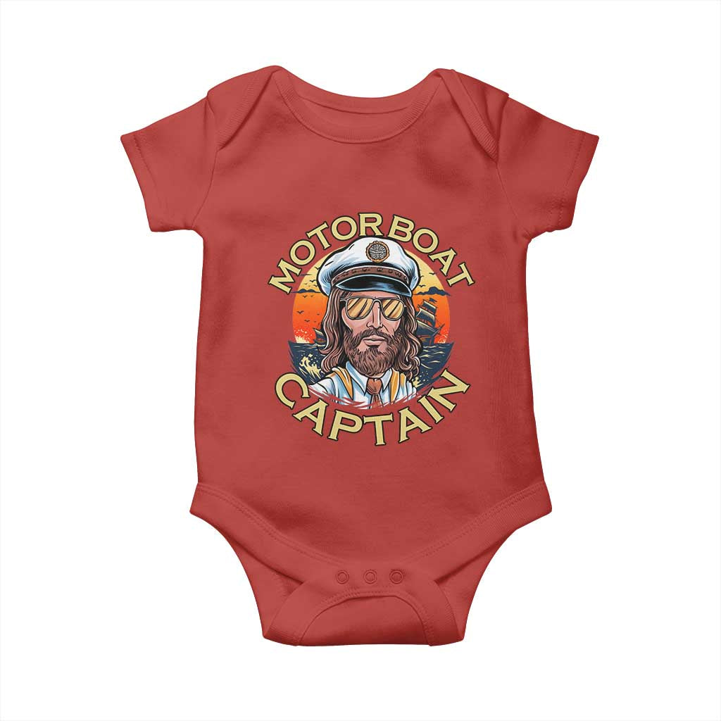 Funny Pontoon Boating Motor Boatin Lake Baby Onesie Motor Boat Captain - Wonder Print Shop