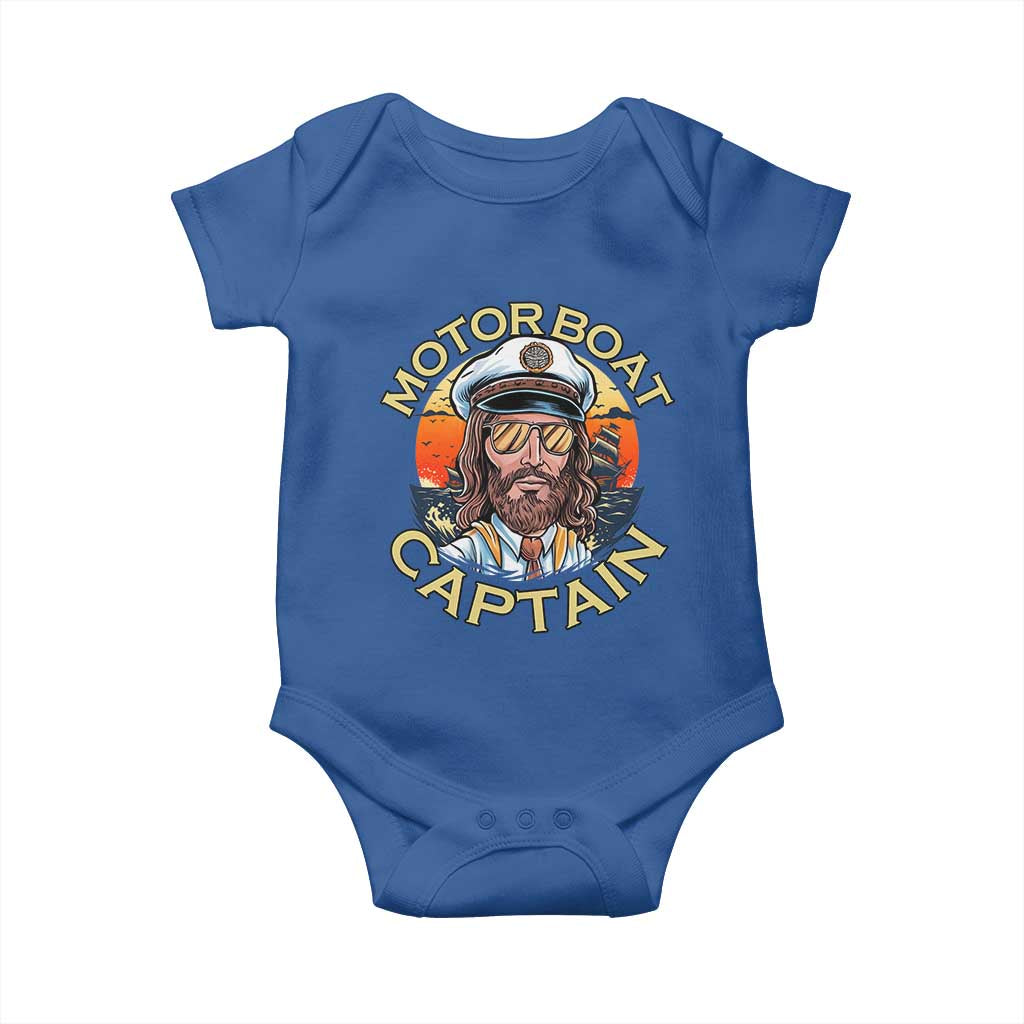 Funny Pontoon Boating Motor Boatin Lake Baby Onesie Motor Boat Captain - Wonder Print Shop