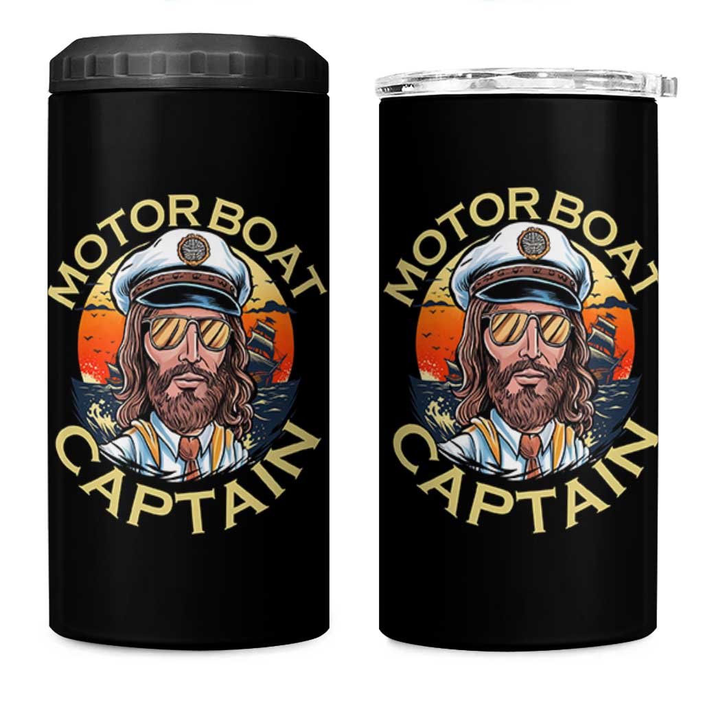 Funny Pontoon Boating Motor Boatin Lake 4 in 1 Can Cooler Tumbler Motor Boat Captain - Wonder Print Shop