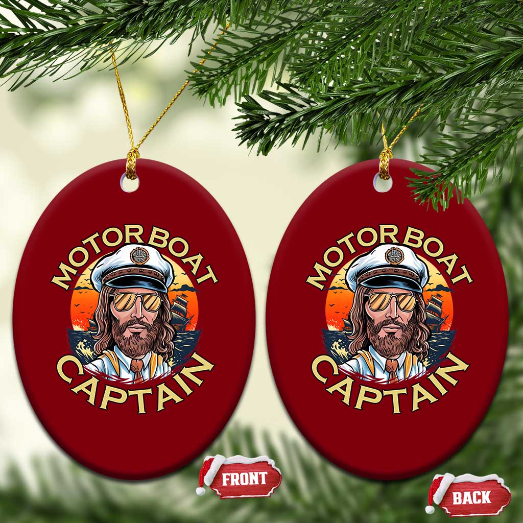 Funny Pontoon Boating Motor Boatin Lake Ceramic Ornament Motor Boat Captain - Wonder Print Shop