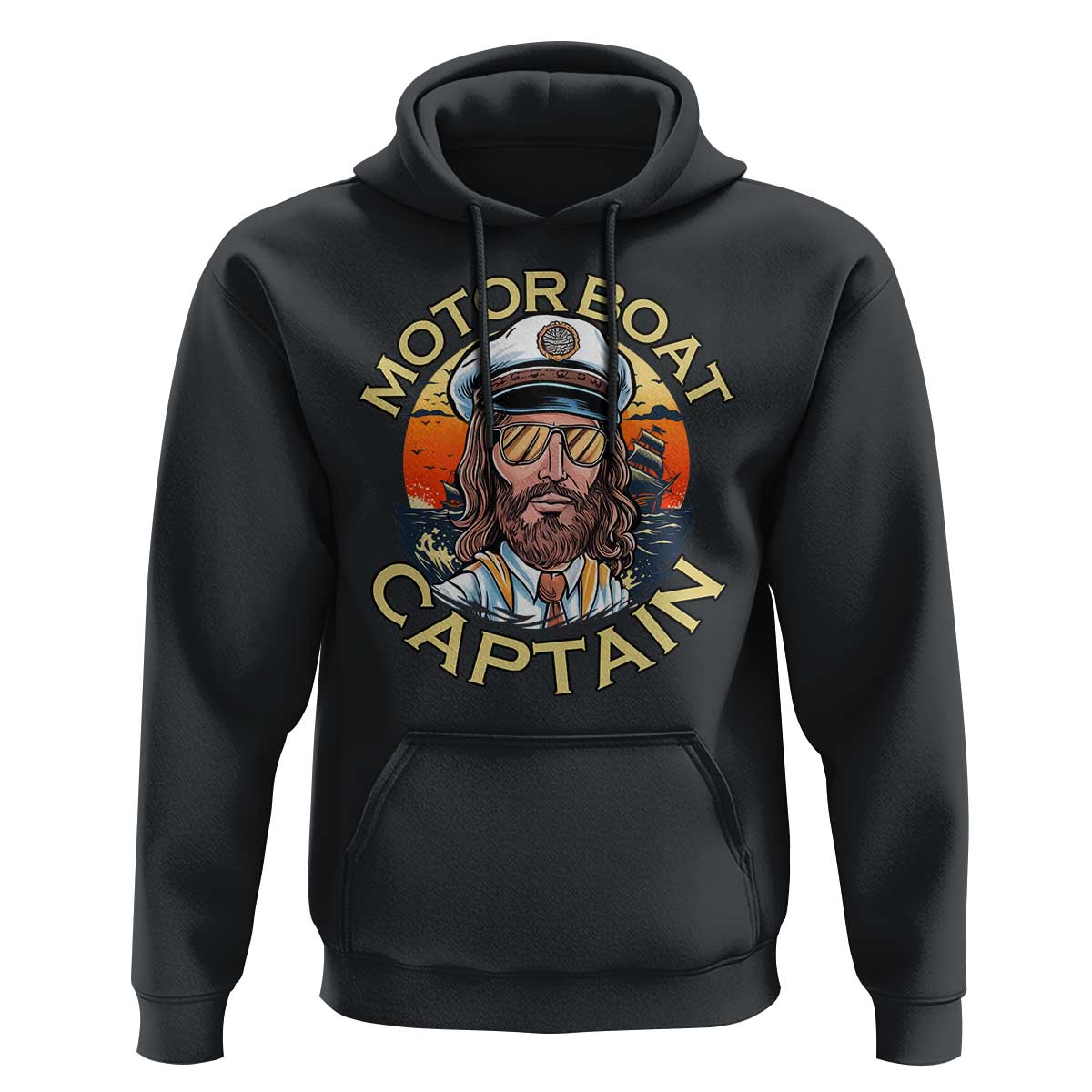 Funny Pontoon Boating Motor Boatin Lake Hoodie Motor Boat Captain - Wonder Print Shop