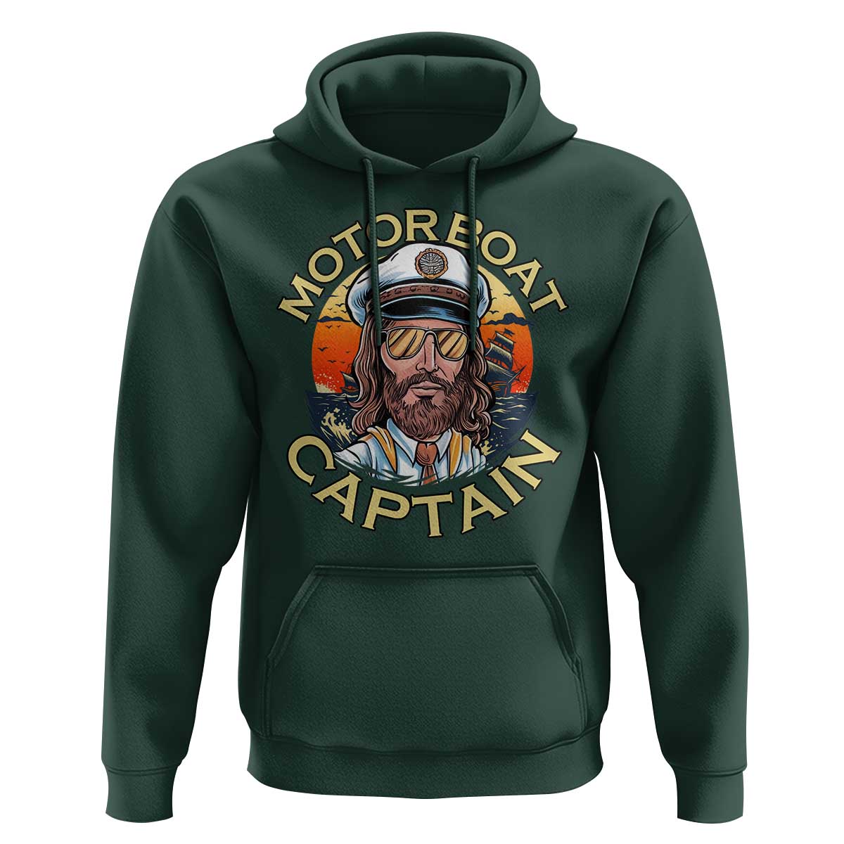 Funny Pontoon Boating Motor Boatin Lake Hoodie Motor Boat Captain - Wonder Print Shop