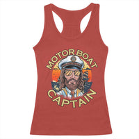 Funny Pontoon Boating Motor Boatin Lake Racerback Tank Top Motor Boat Captain - Wonder Print Shop