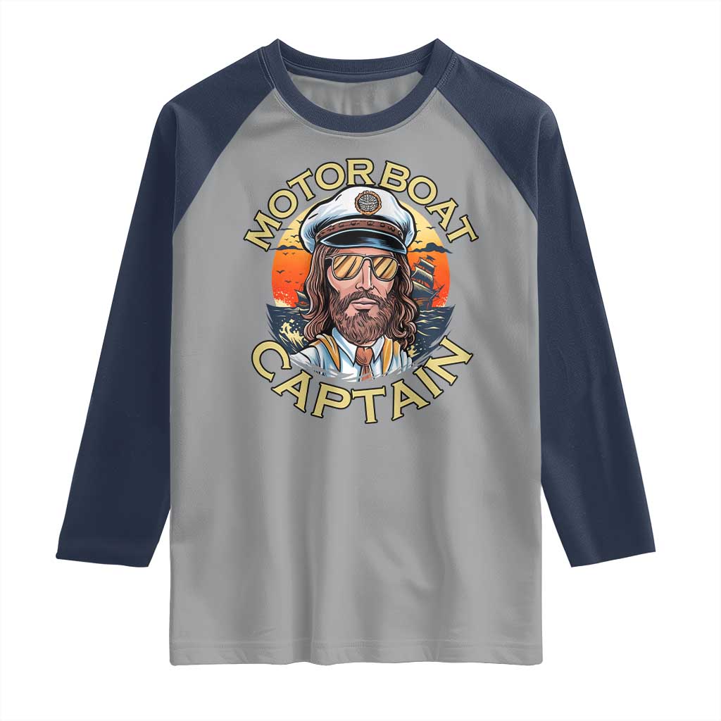 Funny Pontoon Boating Motor Boatin Lake Raglan Shirt Motor Boat Captain - Wonder Print Shop